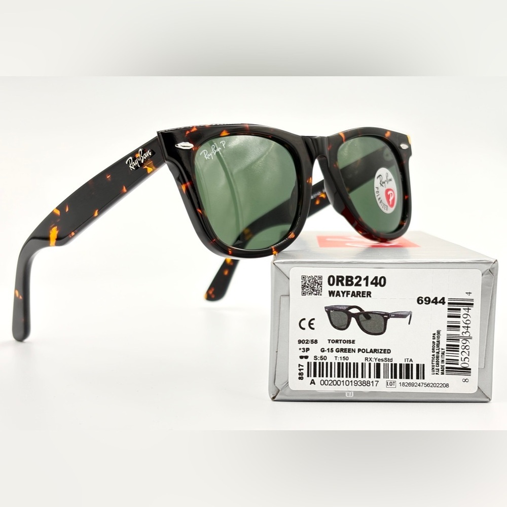 Polarized Ray Ban Tortoise Frame G-15 Glass Lens Wayfarer RB2140  50-22-150 - Picture 6 of 6